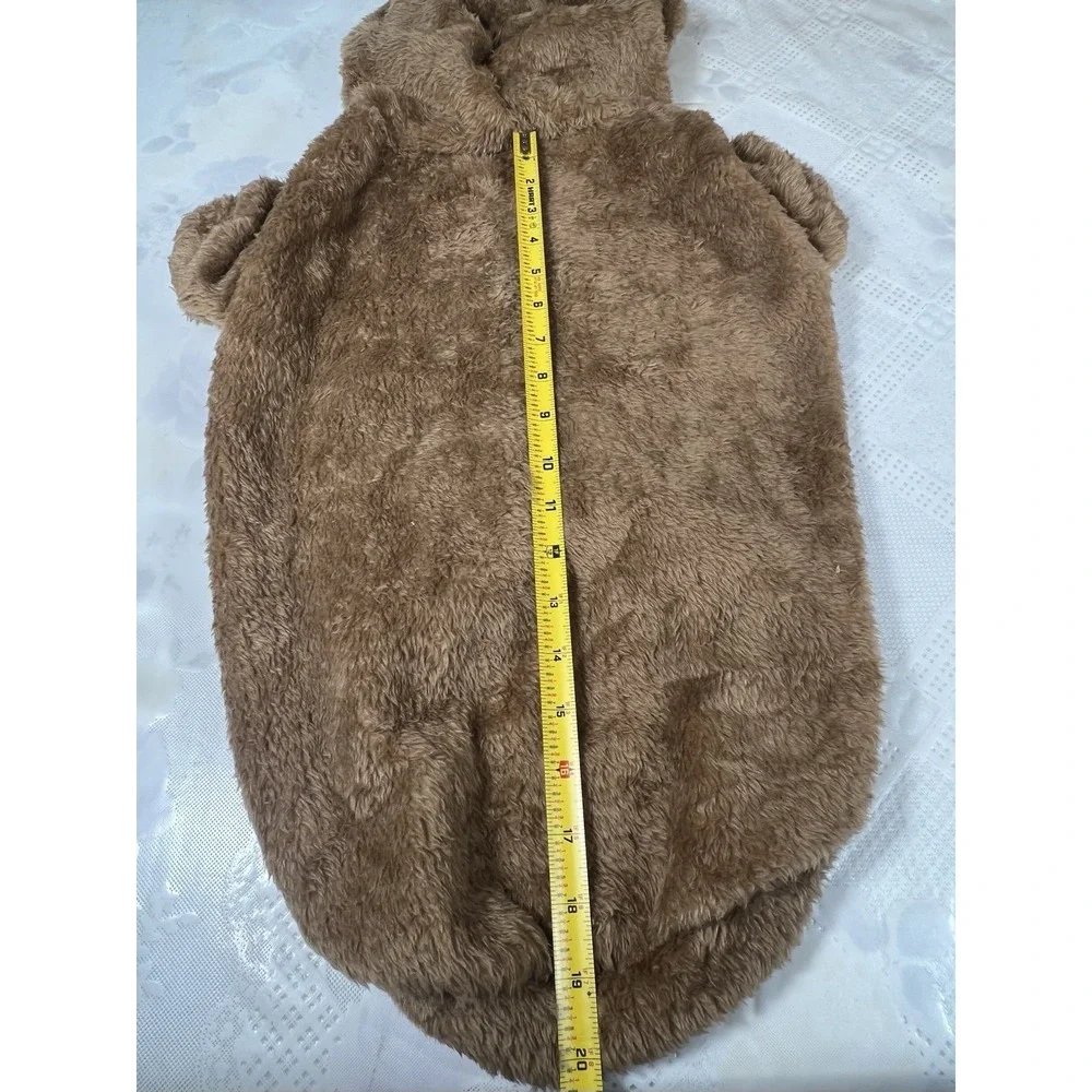 Cozy Brown Dog  Sweater Warm Size L With Hat